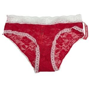 Miss Vickie's Intimates All Over Lace Red White Trim Womens Size Small 5/$25
